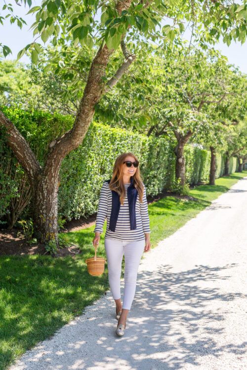 Striped Top and Quilted Vest with Skinny Jeans — Nantucket Outfits