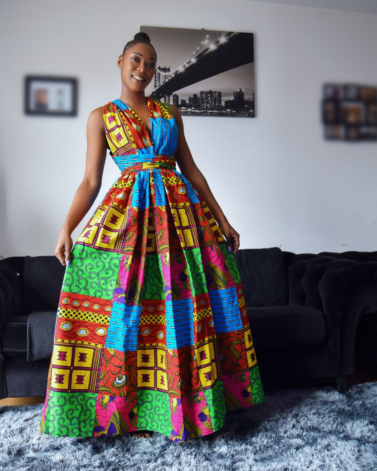 Patchwork Print Maxi Dress for Daytime Events — African Print Dresses