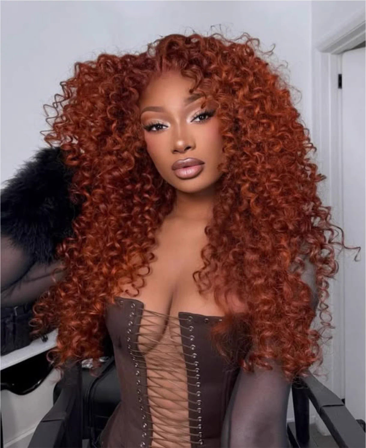 Chin Wavy Ginger Bob With Blunt Bangs — Ginger Hair on Black Women