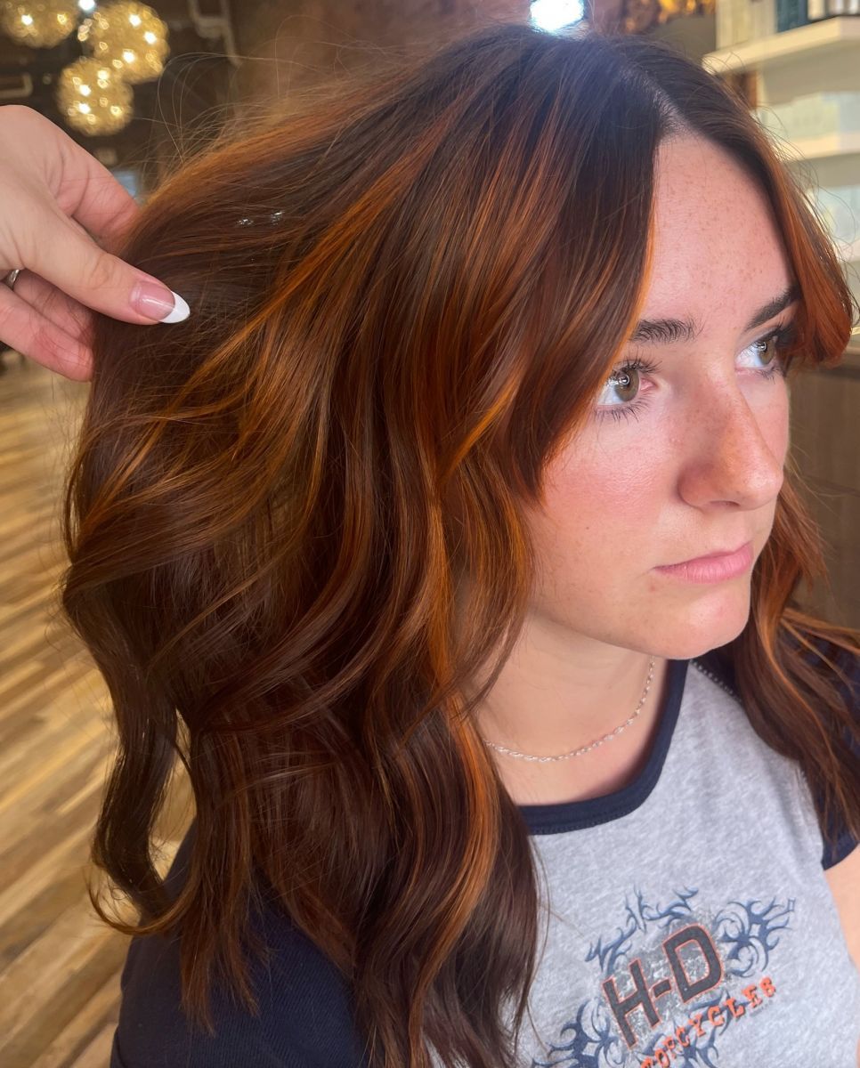 Medium Brown With Copper and Auburn Highlights Medium Brown With Copper and Auburn Highlights — Hair Color for Warm Skin Tone