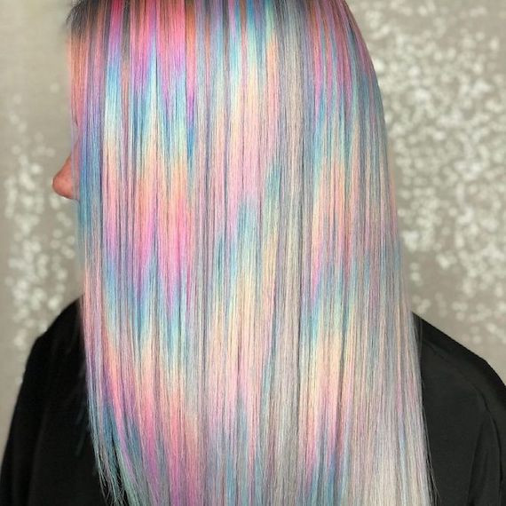 Fine Blonde With Iridescent Pastel Streaks — Holographic Hair