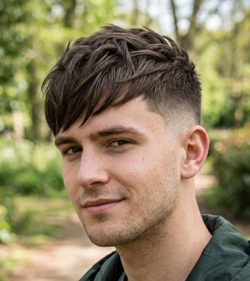 Dark Brown Visual Idea Dark Brown Visual Idea — Low Taper Fade Straight Hair