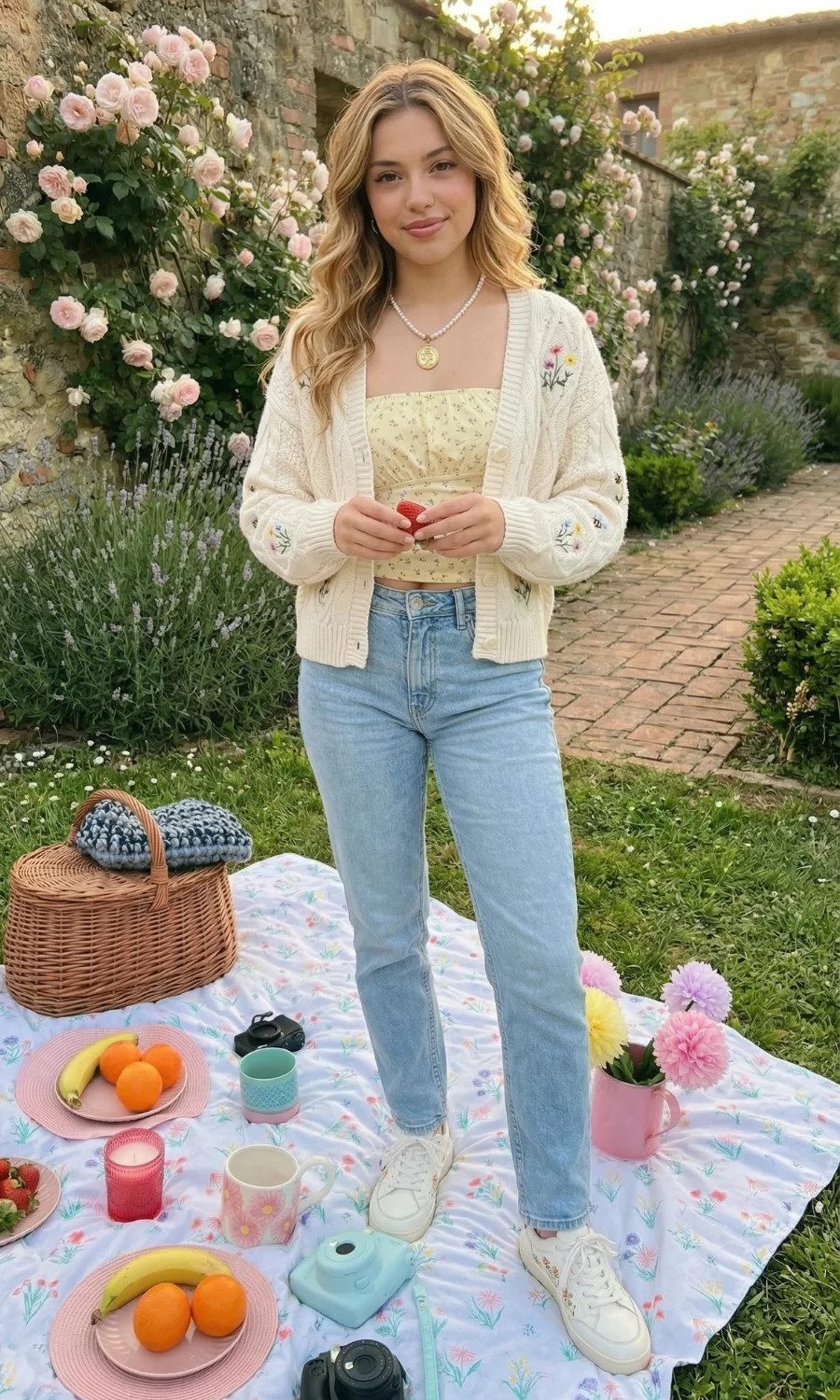 Embroidered Cardigan and Floral Top for a Sweet Kidcore Vibe — Kidcore Outfits