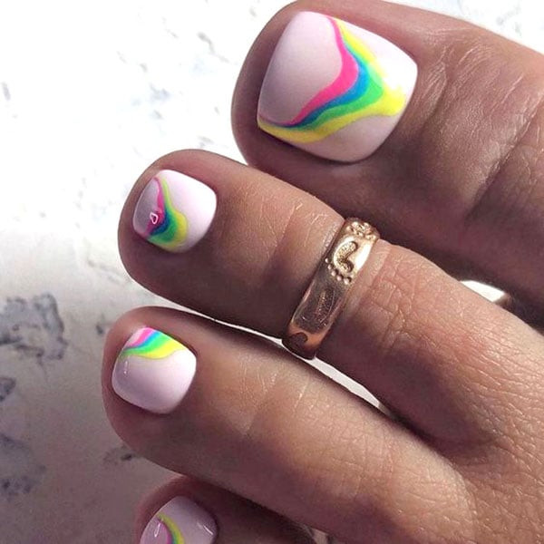 Pastel Swirled Rainbow Toes Pastel Swirled Rainbow Toes — Toe Nail Art