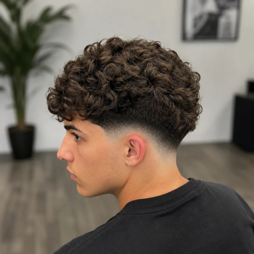 Taper Fade With Highlighted Curls — Taper Fade Curly Hair