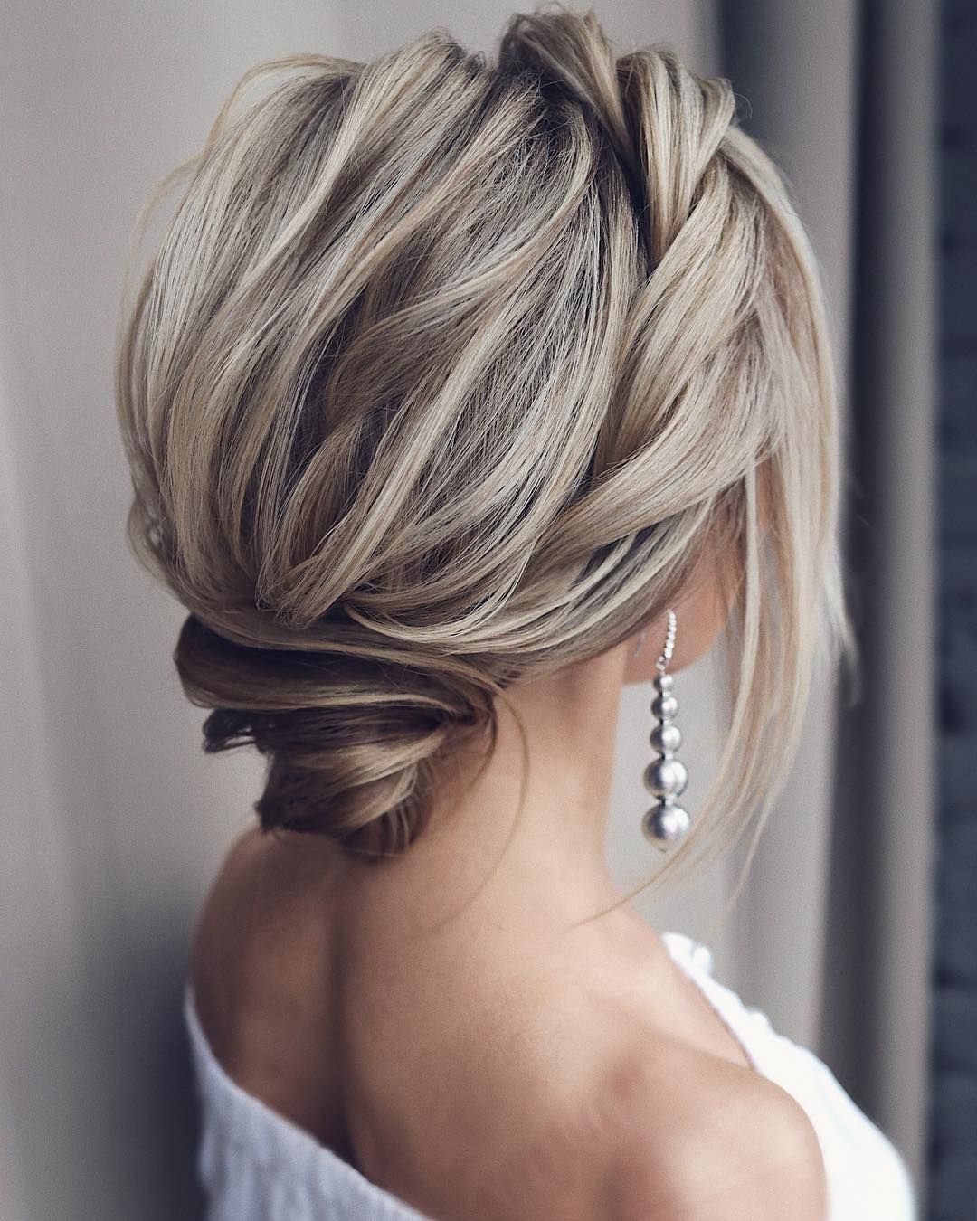 Voluminous Braided Ash Blonde Updo — Prom Hairstyles for Medium Hair