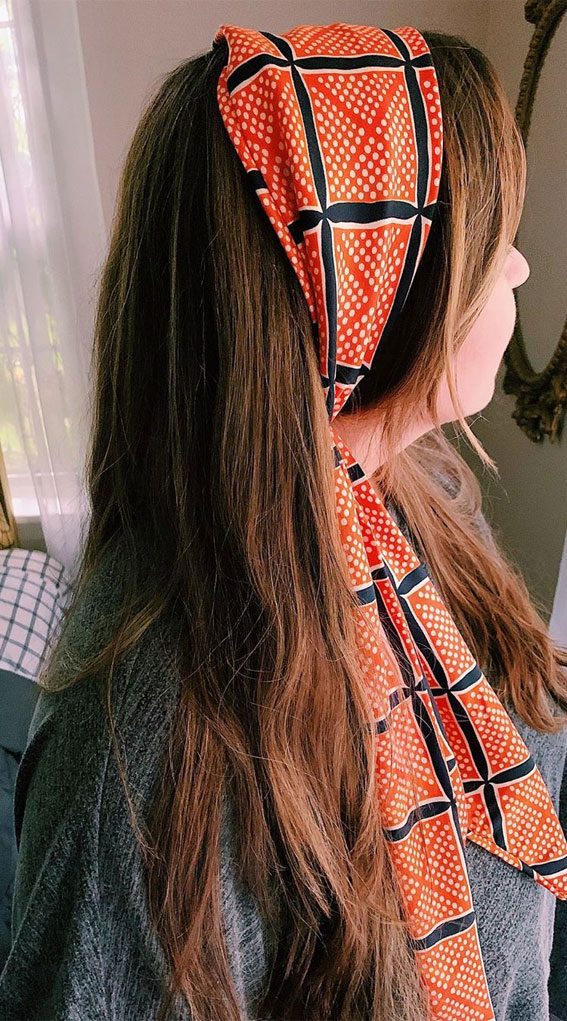 Straight Hair with Trailing Scarf Head Wrap — Scarf Hairstyles
