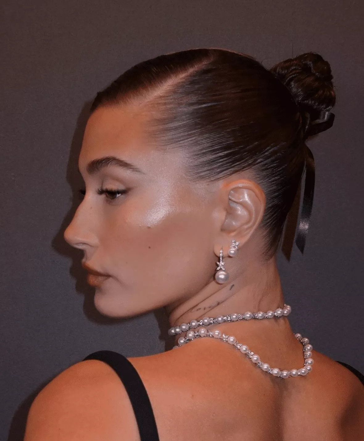 Dark Brown Nape Slicked Bun — Slick Back Bun