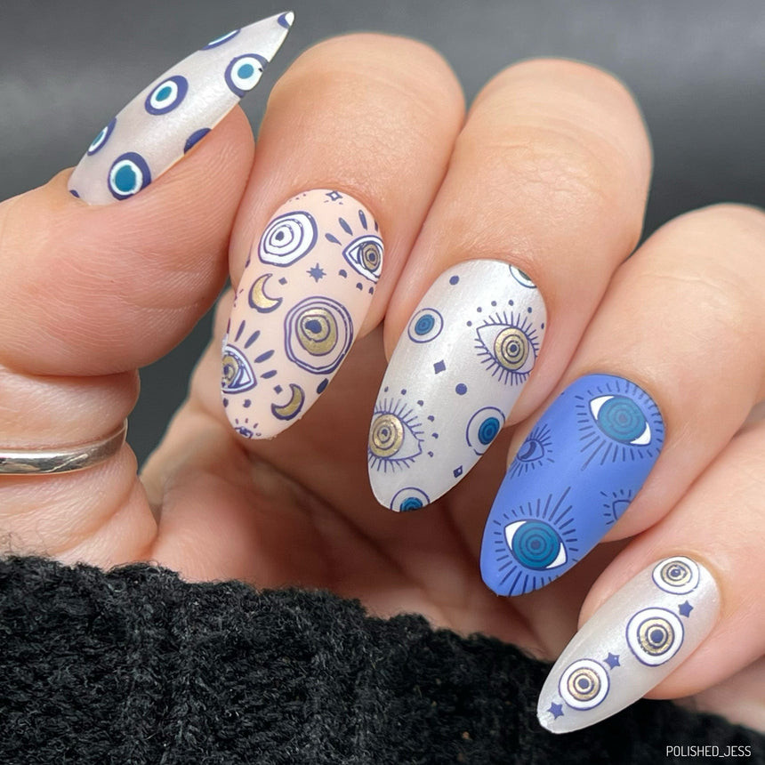 Mixed Matte Celestial Evil Eye Nails Mixed Matte Celestial Evil Eye Nails