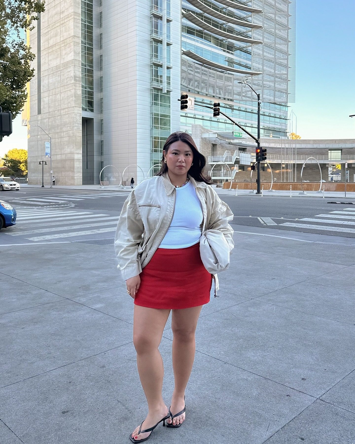 Street Style Ready: Red Mini Skirt with Bomber Jacket Street Style Ready: Red Mini Skirt with Bomber Jacket — Mini Skirt Outfits