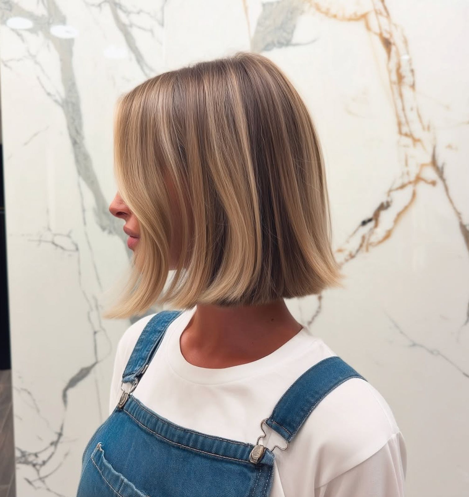 Golden Blonde Blunt Bob With Balayage — Blonde Bob