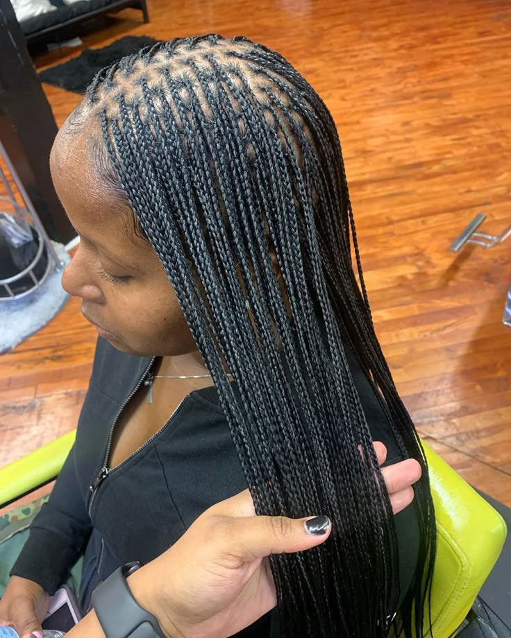 Sleek Shoulder Length Braids — Small Knotless Braids