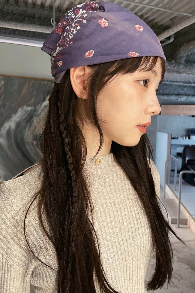 Braids And Blunt Bangs With Bandana Braids And Blunt Bangs With Bandana — Bandana Hairstyles