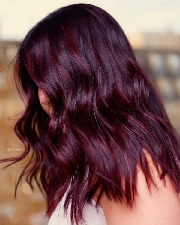 Collarbone Visual Idea — Black Cherry Hair