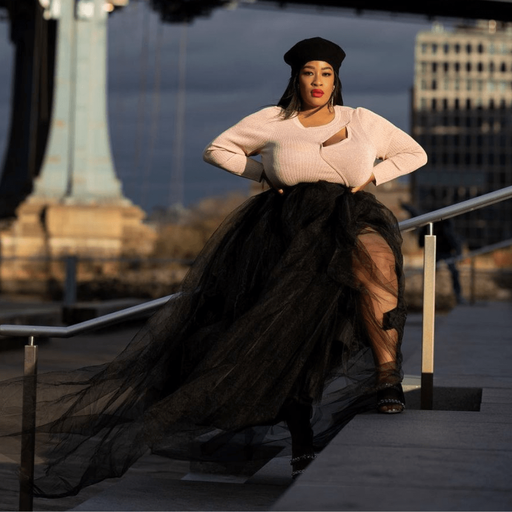Cutout Knit Top and Tulle Skirt: Fashion-Forward Contrast — Outfits for Big Arms
