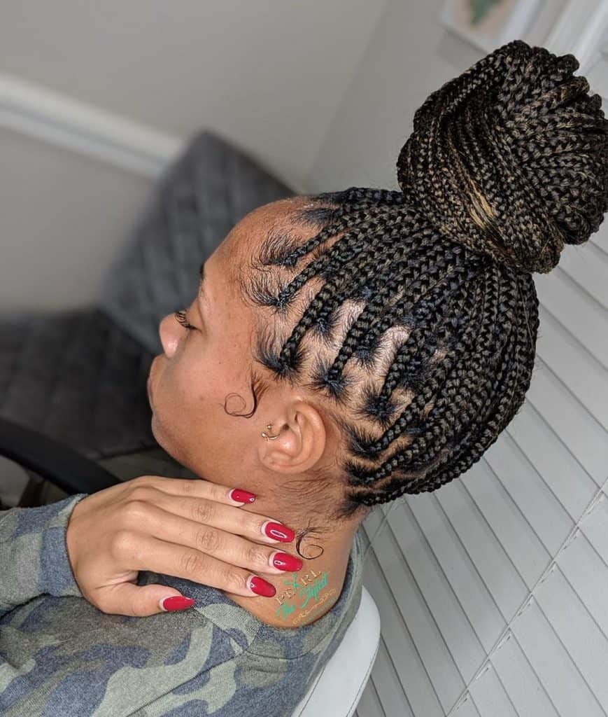 Defined Parting Updo — Knotless Braids Updo