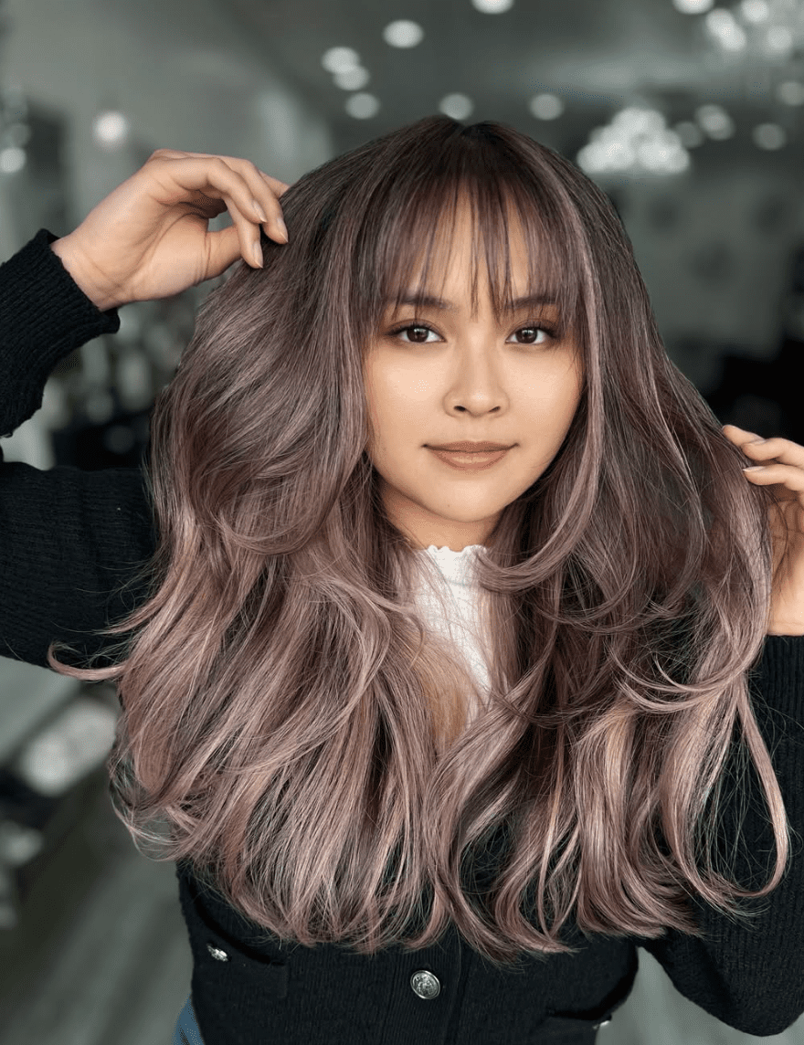 Ash Brown Multi-Tonal Layers With Wispy Bangs — Layered Hair