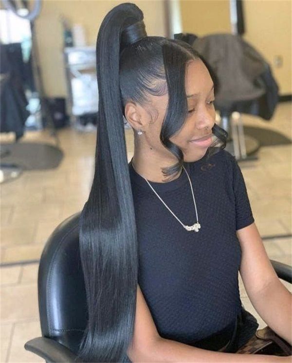 Voluminous Ponytail With Curtain Bangs — Genie Ponytail