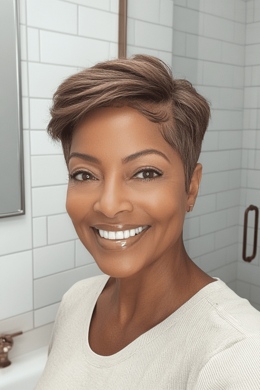 Layered Pixie With Soft Bangs — Haircuts for Black Women Over 60