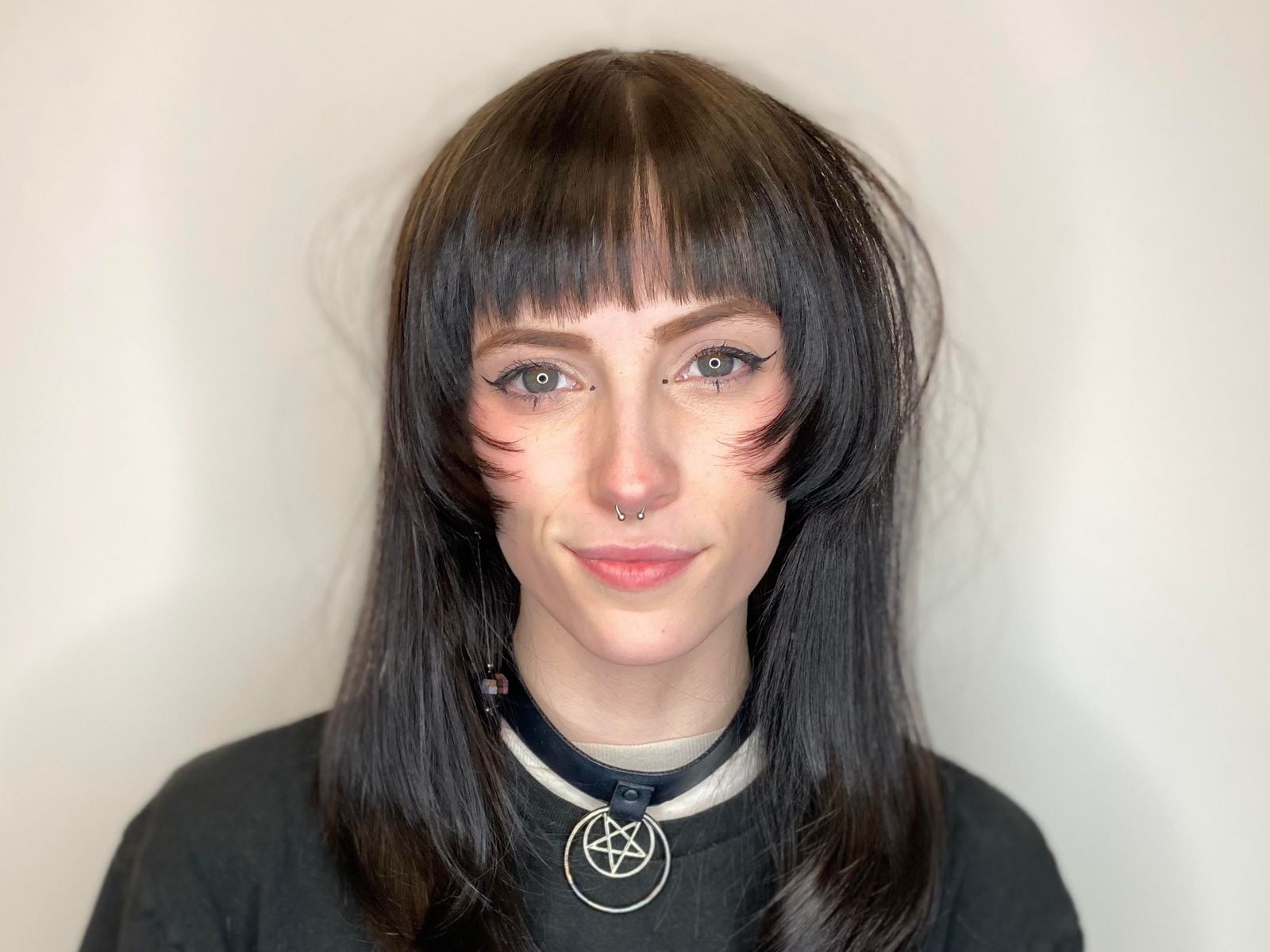 Mid-Back Hime Cut With Layered Face-Framing Mid-Back Hime Cut With Layered Face-Framing