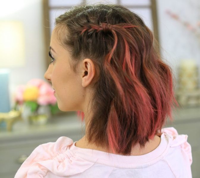 Wavy Bob With Pink Highlights and Side Braid Wavy Bob With Pink Highlights and Side Braid — High School Hairstyles