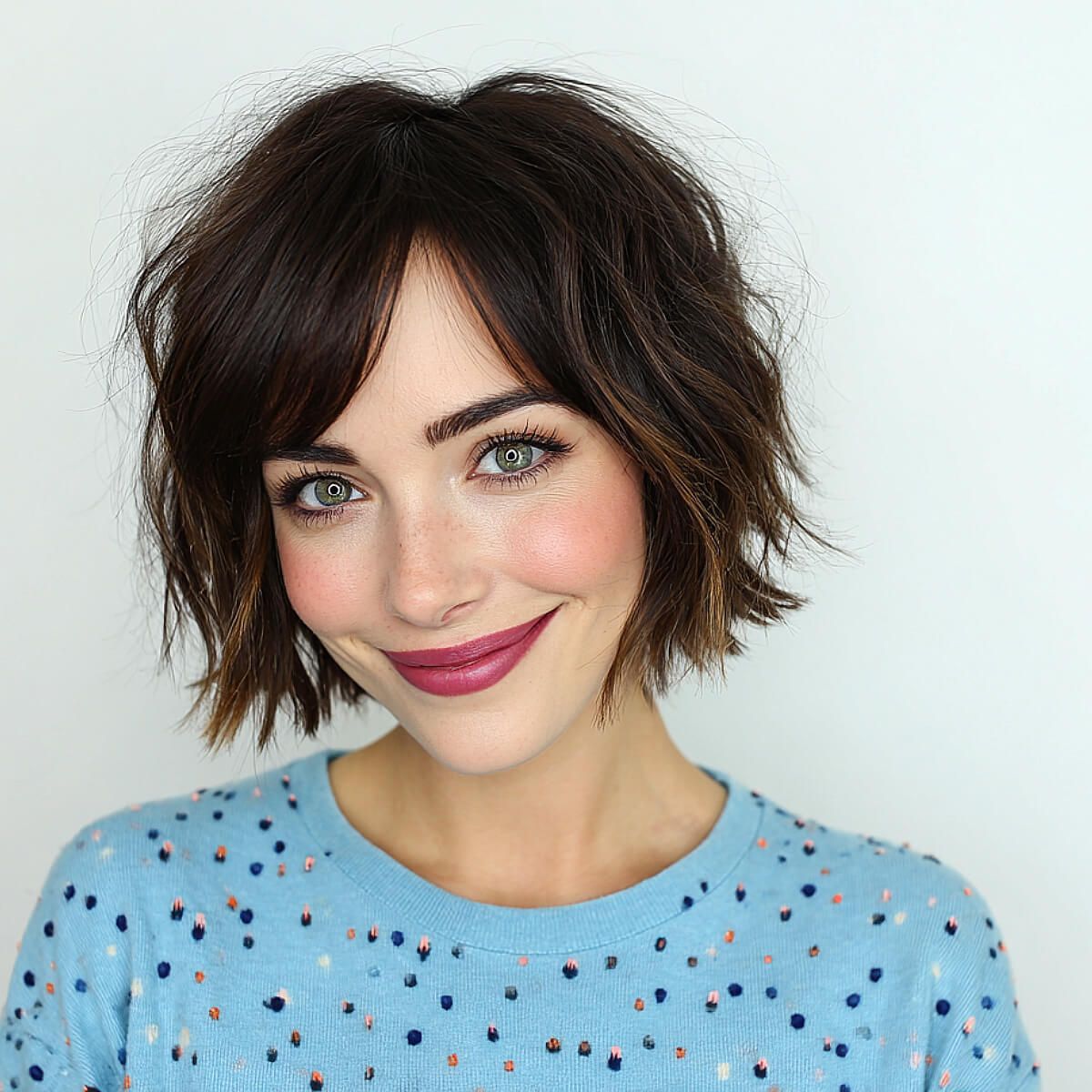 Ear-Length Bob With Messy Bangs — Choppy Bob