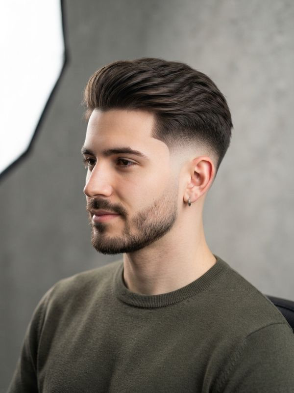 Dark Brown With Subtle Highlights Visual Idea Dark Brown With Subtle Highlights Visual Idea — Low Taper Fade Straight Hair