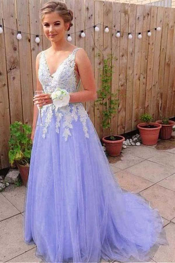 Lavender Tulle Prom Dress with White Lace Bodice — Tulle Dresses