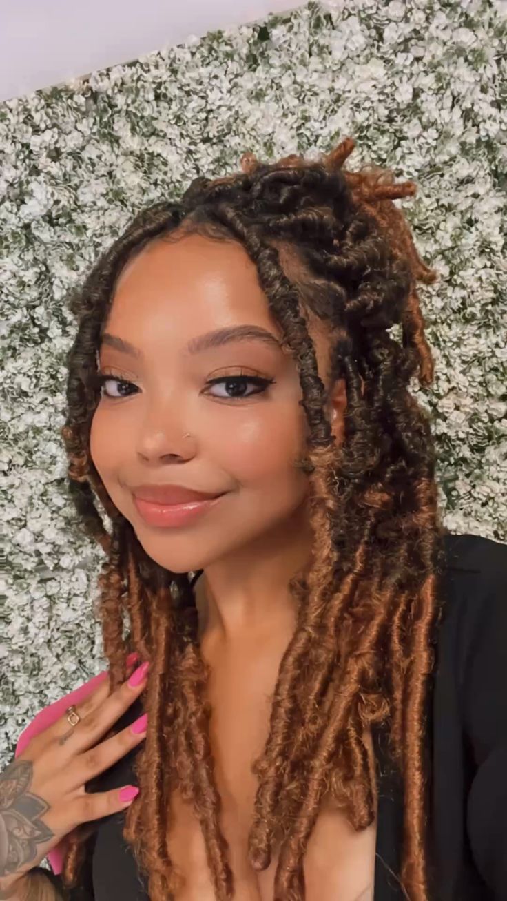 Collarbone Locs with Honey Highlights — Soft Locs