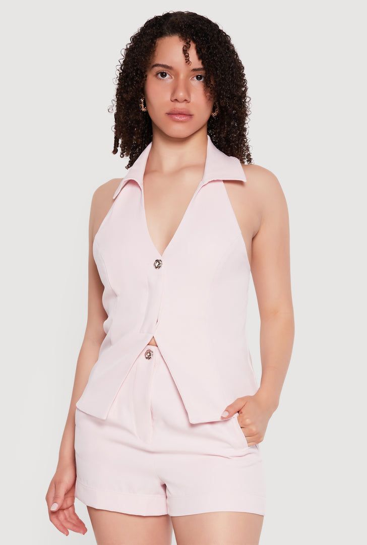 Collared Halter Vest for Daytime — Halter Tops