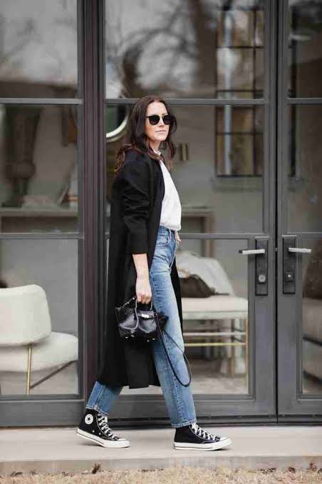 Longline Coat and High-Tops for Timeless Casual Longline Coat and High-Tops for Timeless Casual — Sneakers Outfits