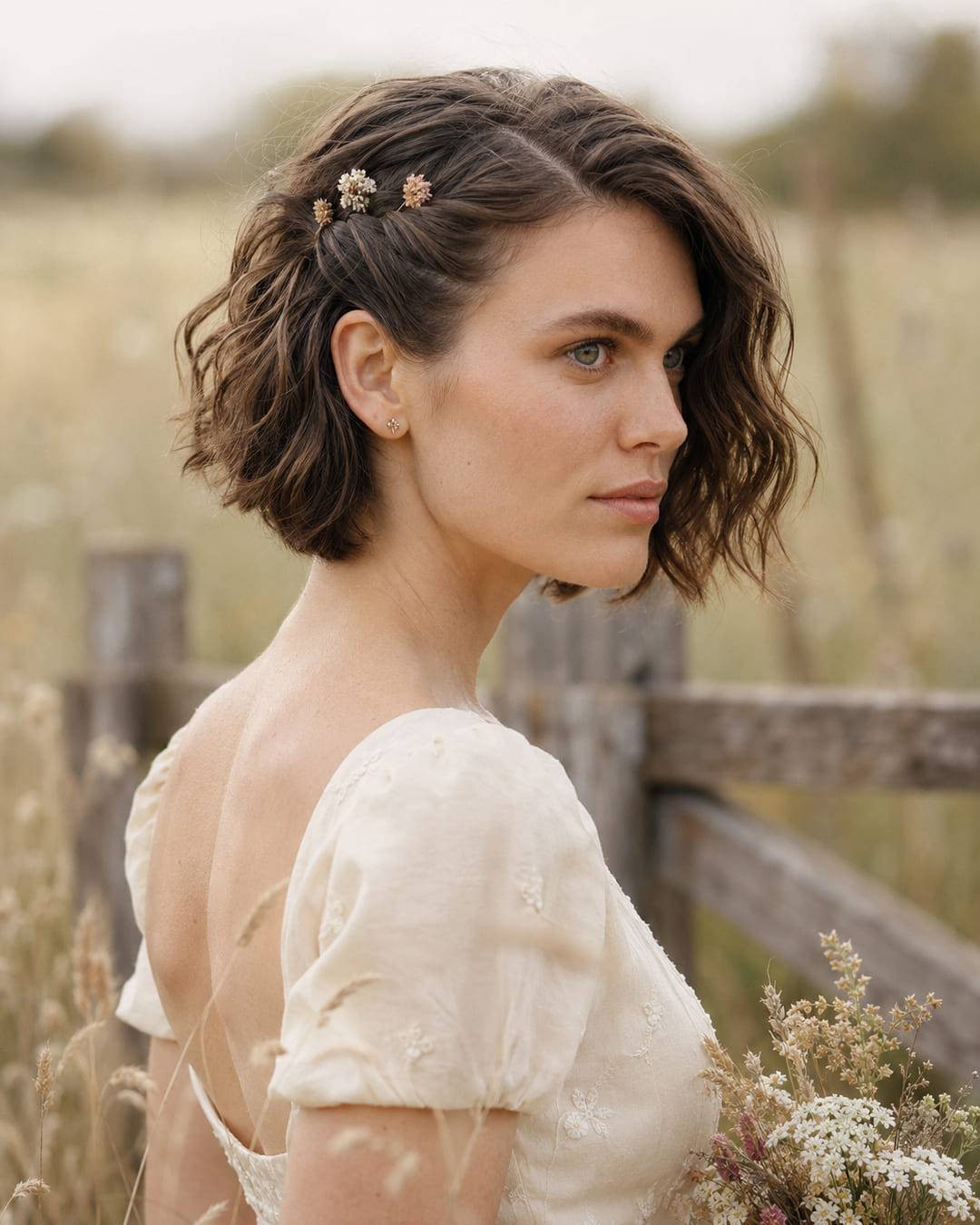 Textured Chin Bob With Decorative Pins Textured Chin Bob With Decorative Pins — Rehearsal Dinner Hairstyles