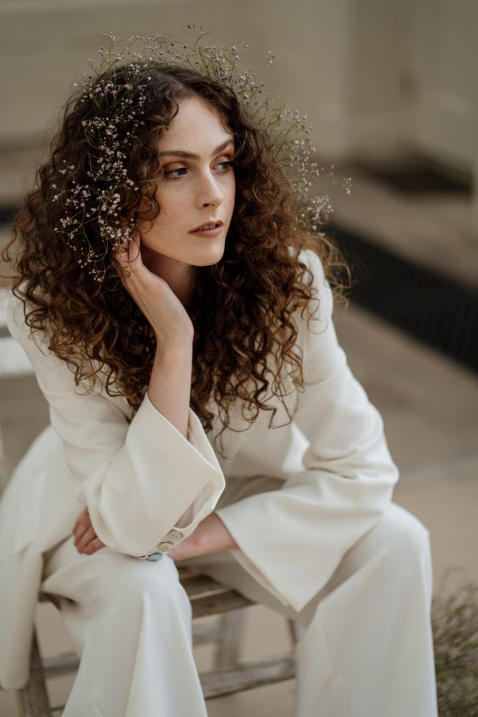 Mid-Back Curls With Floral Crown Mid-Back Curls With Floral Crown — Wedding Hairstyles for Curly Hair