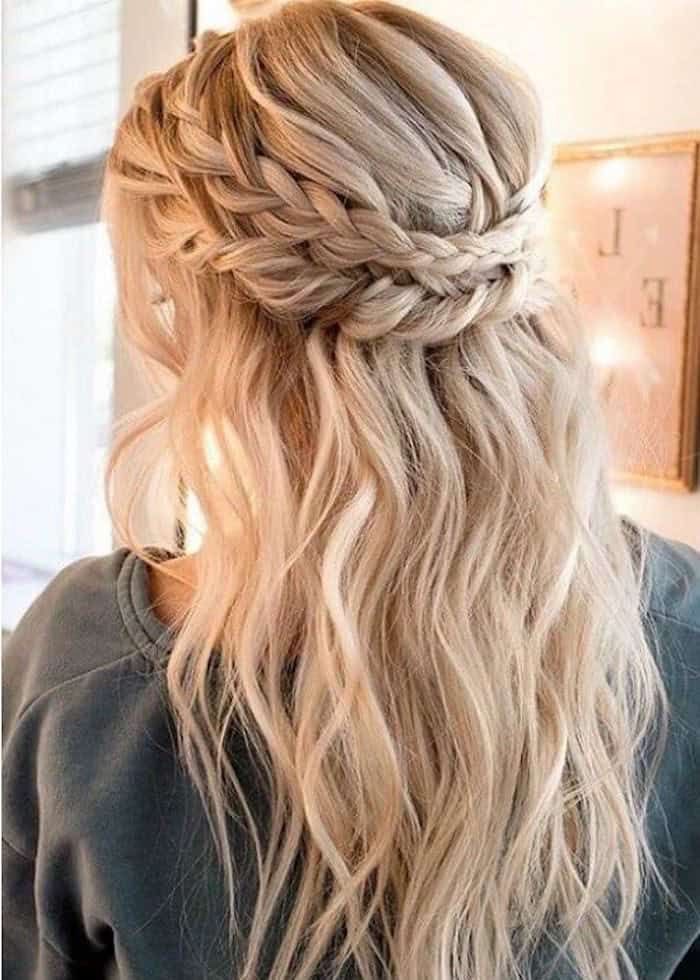 Platinum Braided Crown Half Up Platinum Braided Crown Half Up — Homecoming Hairstyles