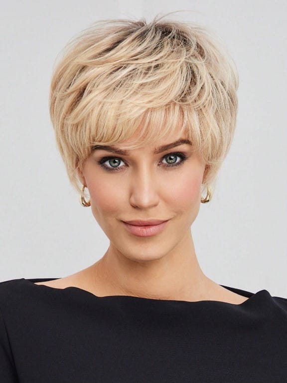 Edgy Ash Blonde Pixie With Textured Bangs Edgy Ash Blonde Pixie With Textured Bangs — Wig Hairstyles