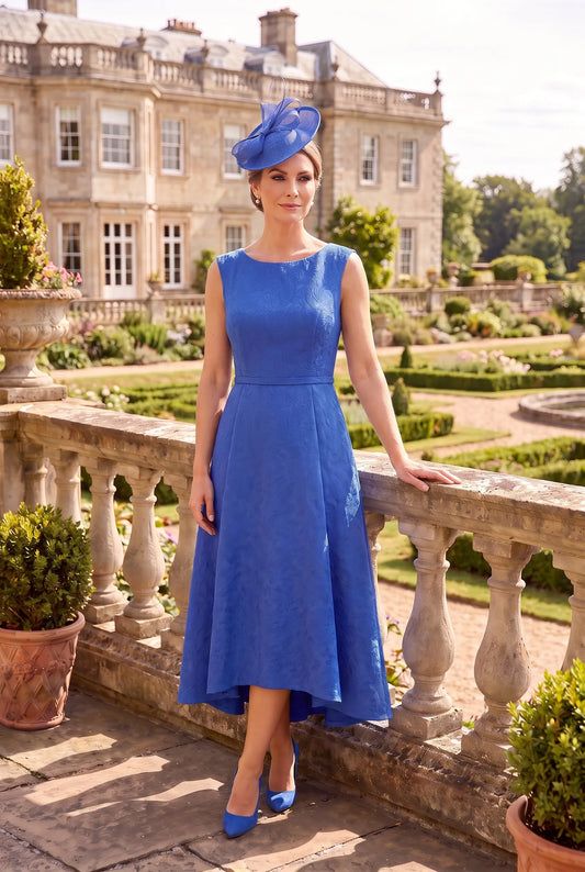 Royal Blue Fit-and-Flare Dress with Matching Hat — Grandmother of the Bride Outfits