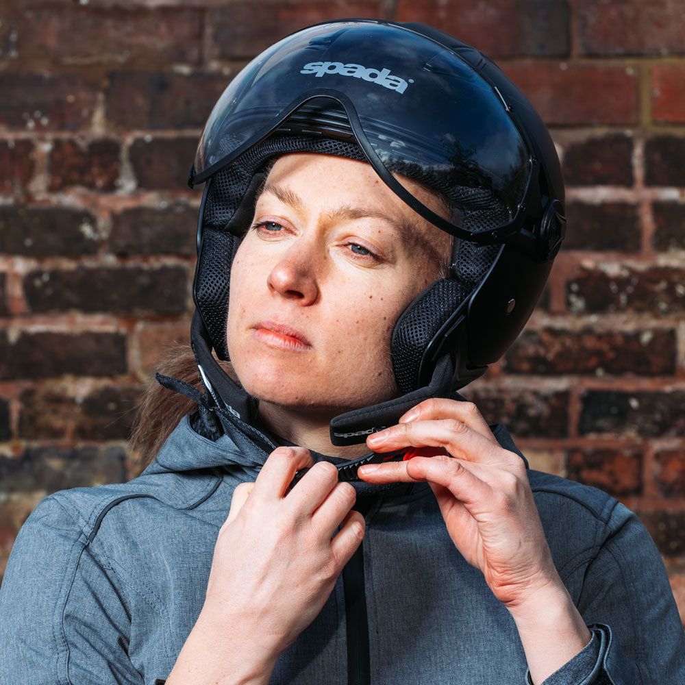 Wavy Brown Ponytail Tucked In — Motorcycle Helmet Hairstyles