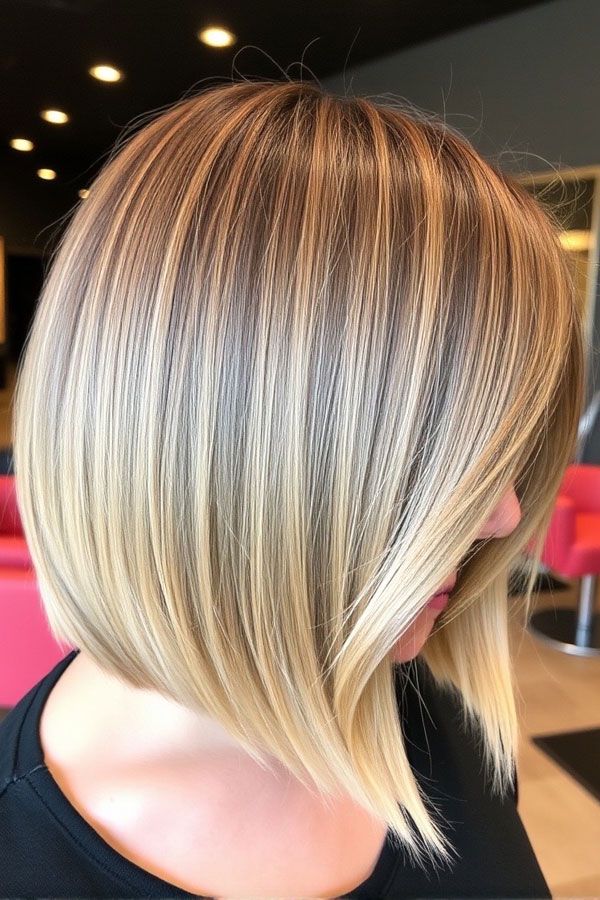 Fine Ash Blonde Angled Bob Fine Ash Blonde Angled Bob — A-Line Bob