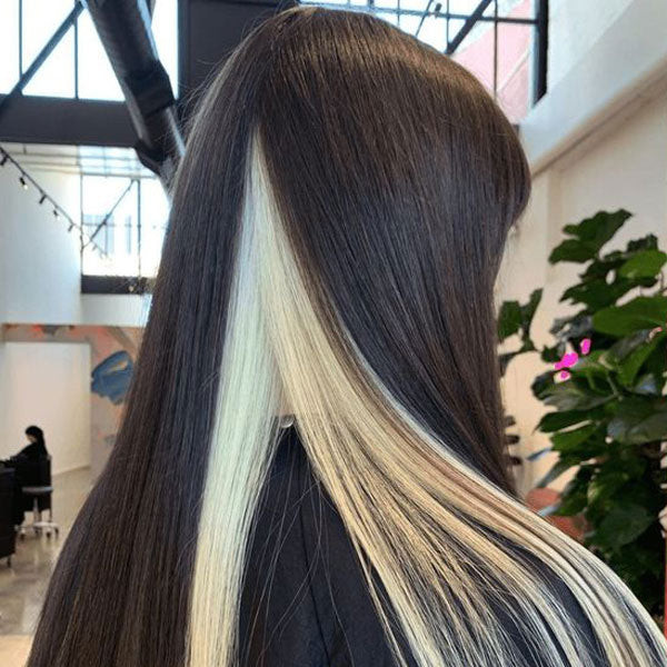 Dark Base With Bold Blonde Streaks Dark Base With Bold Blonde Streaks — Peekaboo Hair