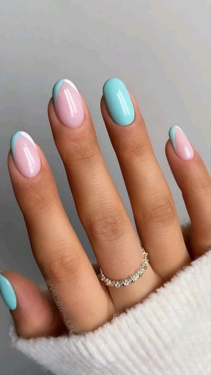 Pastel Pink Light Blue White Visual Idea — Baby Shower Nails