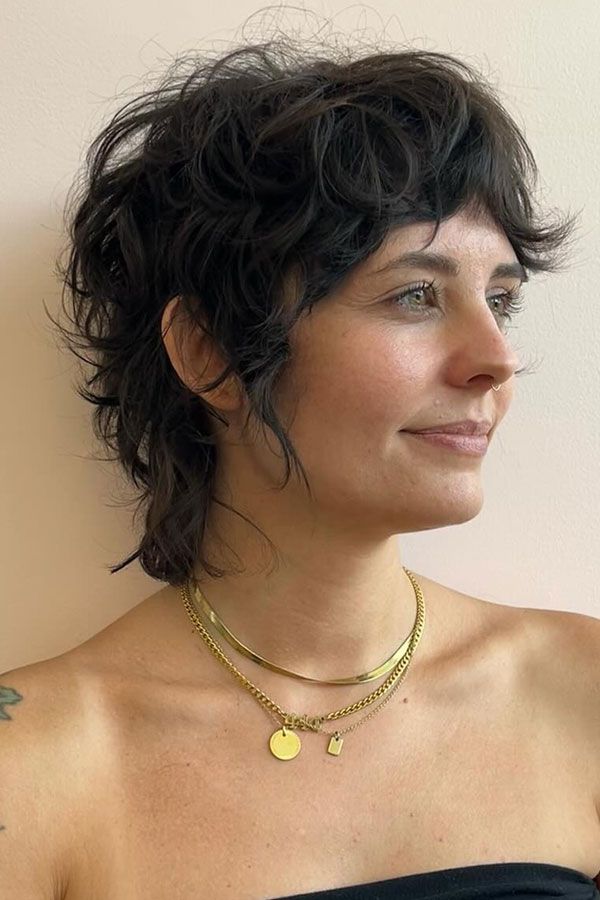 Thick Dark Brown Shag With Volume — Short Shag