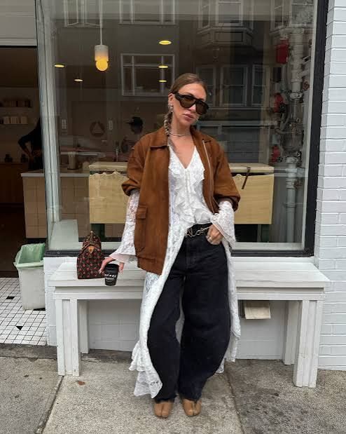 Suede Jacket and Ruffled Blouse for a Chic Daytime Event — San Francisco Outfits