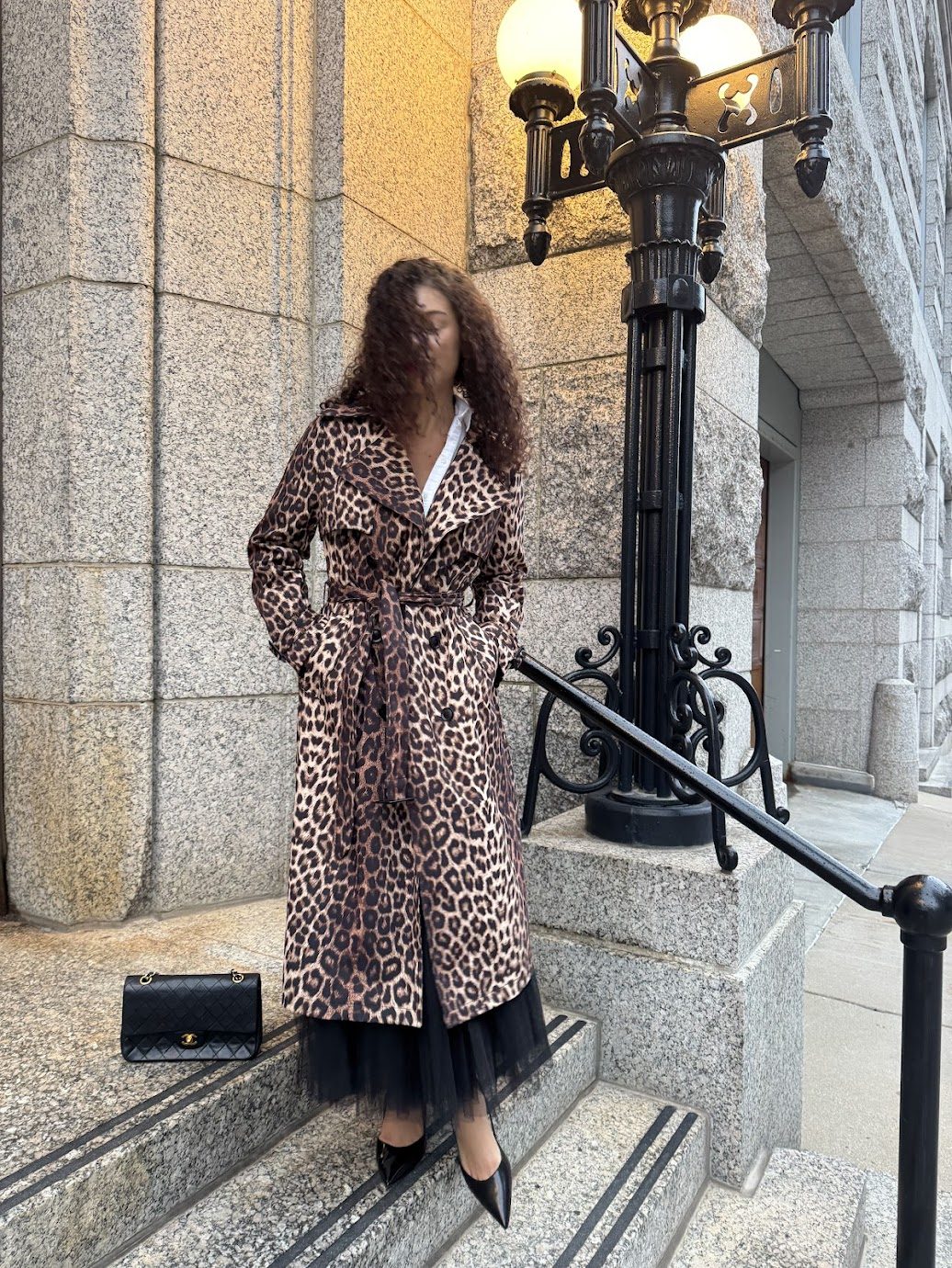 Statement Leopard Print Trench Coat with Tulle Skirt — Trench Coat Outfits