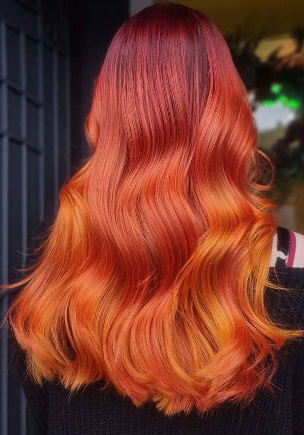 Coral Red Ombre for Long Waves — Coral Hair