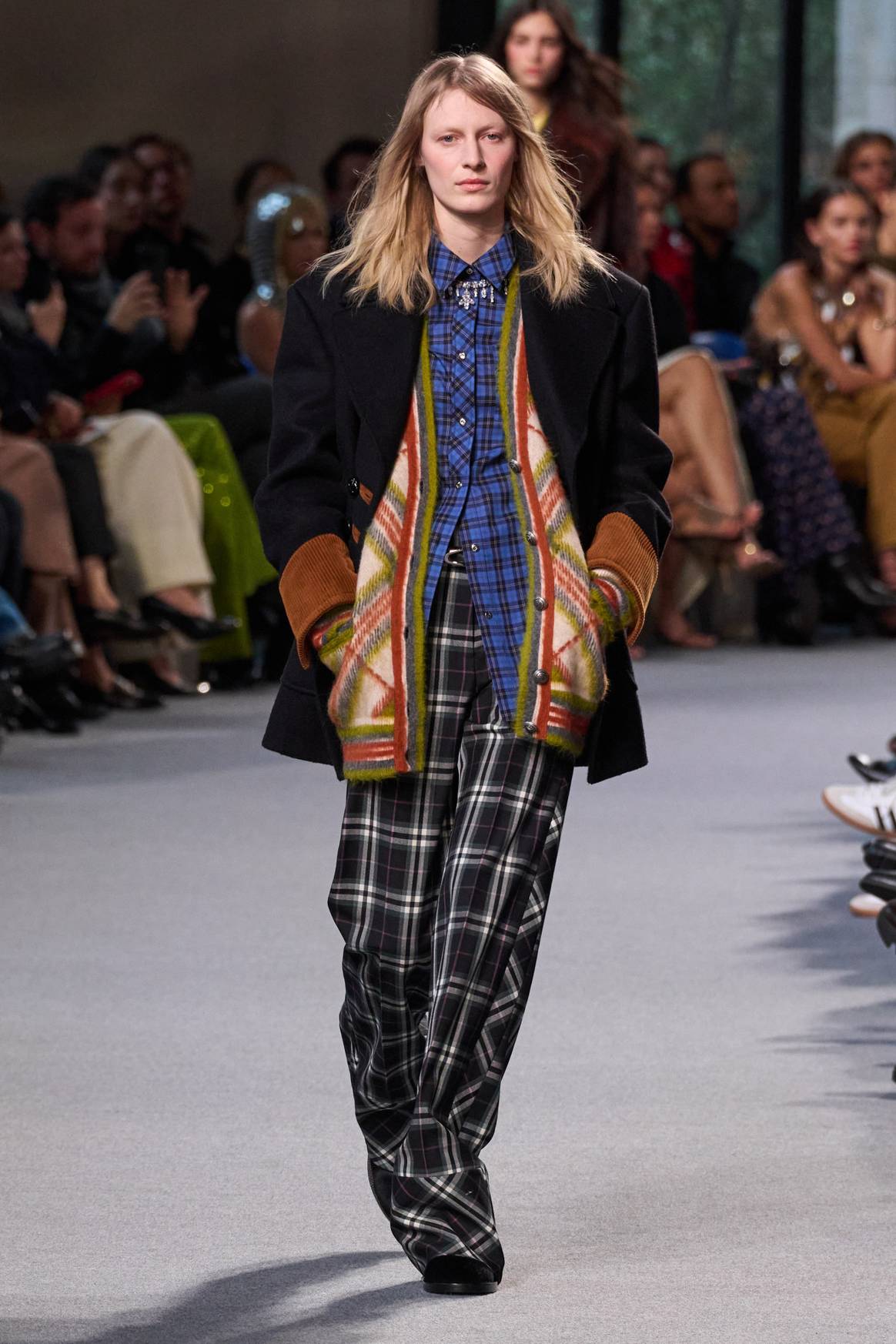 Patterned Cardigan with Plaid Shirt and Blazer Patterned Cardigan with Plaid Shirt and Blazer — Eclectic Grandpa Outfits