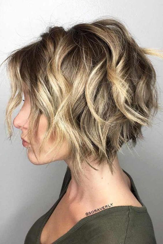 Textured Dark Blonde Bob With Highlights — Layered Bob