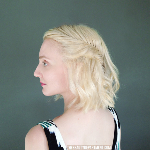 Platinum Bob With Fishtail Braid Platinum Bob With Fishtail Braid — Half Up Half Down Short Hair