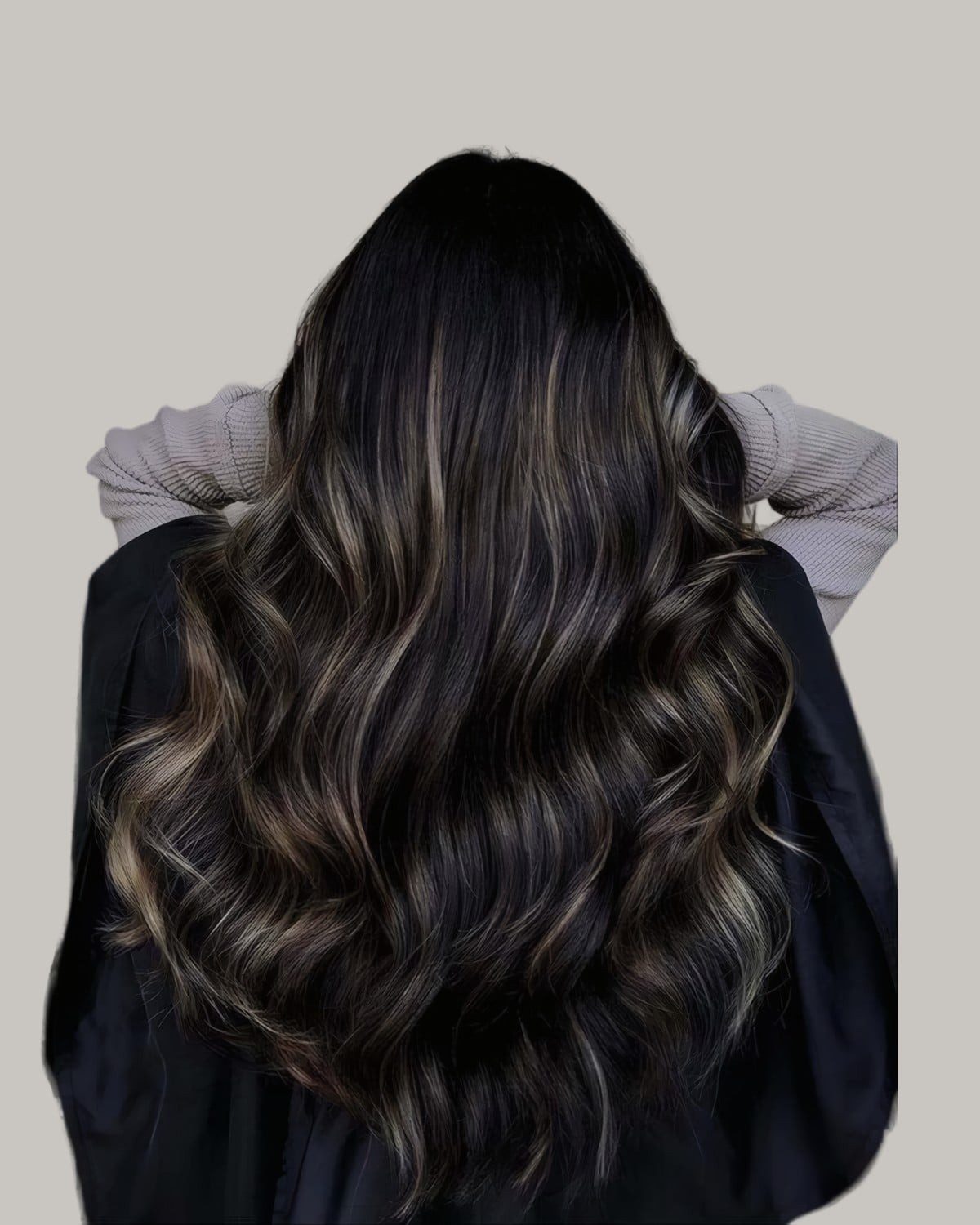 Mid-Back Wavy Blonde Highlights Mid-Back Wavy Blonde Highlights — Black Highlights