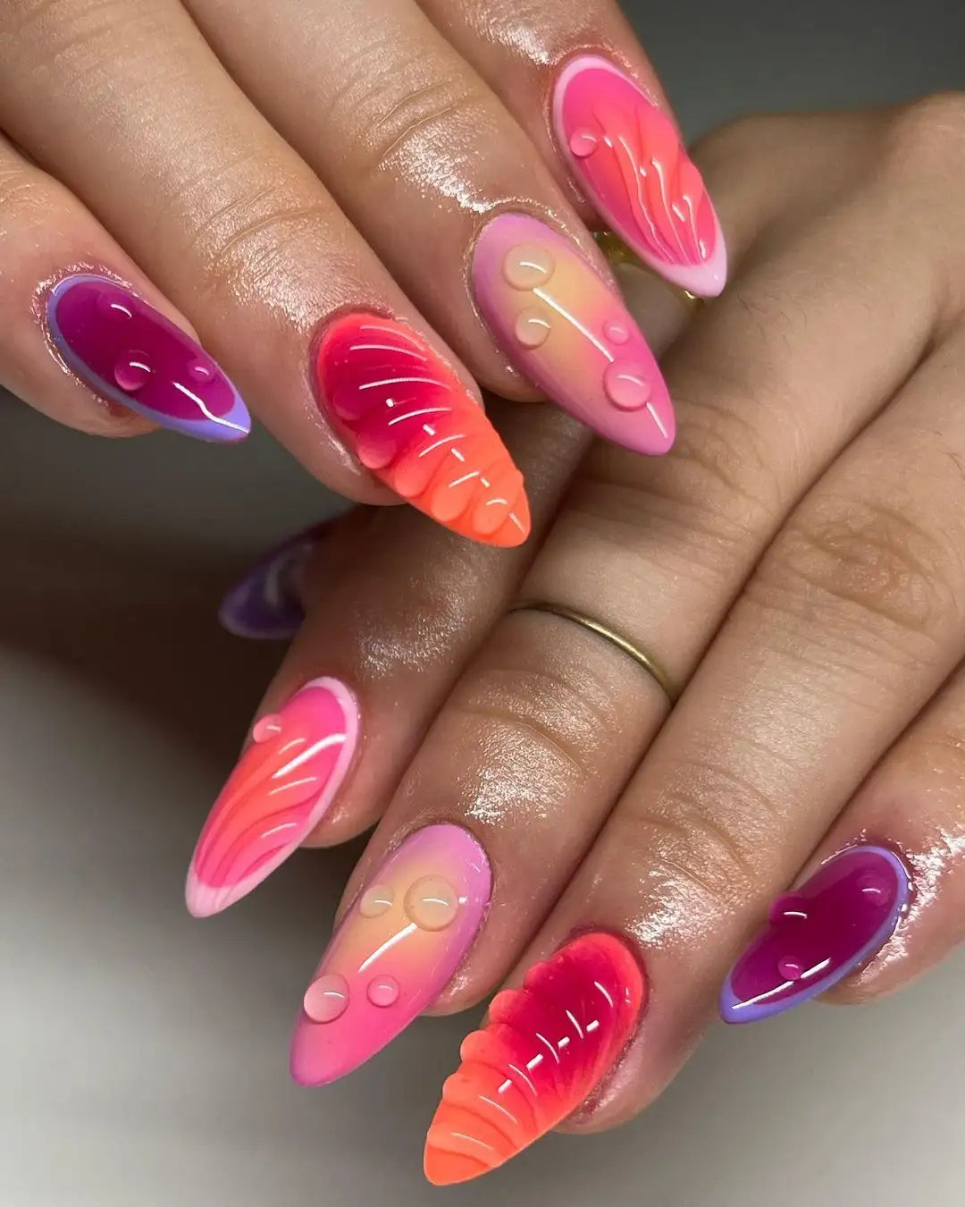 Glossy With 3D Elements Visual Idea Glossy With 3D Elements Visual Idea — Colorful Nails