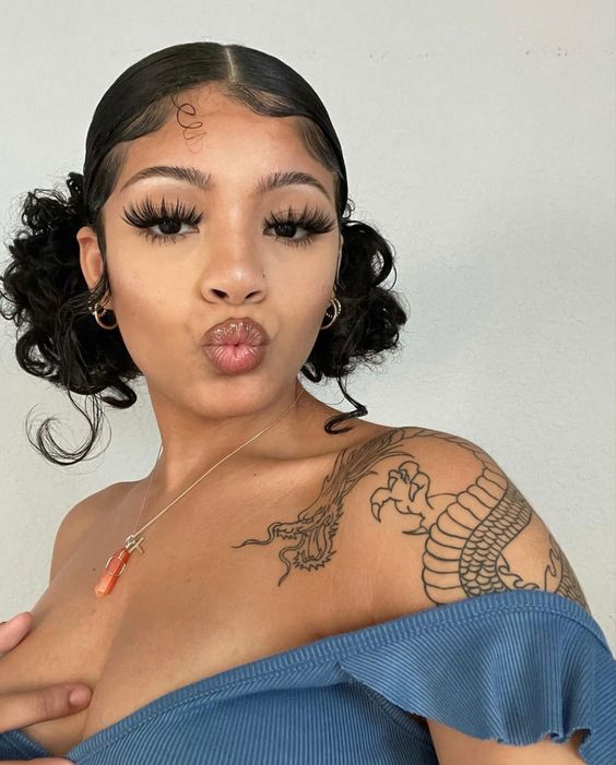 Curly Pigtails With Defined Baby Hairs — Baddie Hairstyles